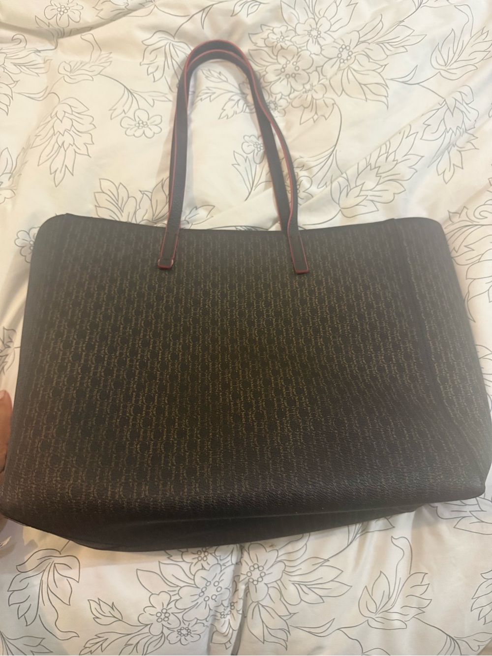Carolina Herrera Black Tote with Red-Trim Handles